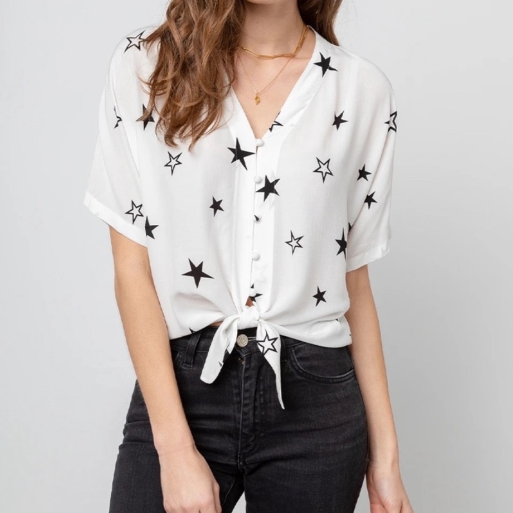 ❤️ Rails Thea Stellar Top White Button Tie Front Size XS NWT